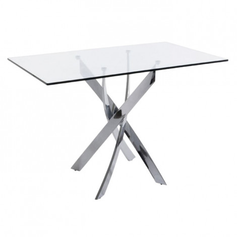 Table de Repas en Verre "Alessio" 160cm Argent|Table|Paris Prix