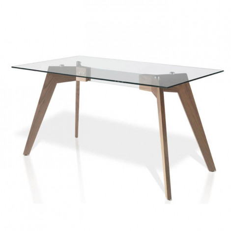 Table à Manger en Verre "Romy" 160cm Naturel|Table|Paris Prix