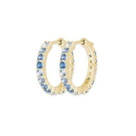 Boucles d'oreilles créoles en plaqué or & Zircon bleu - Sypha