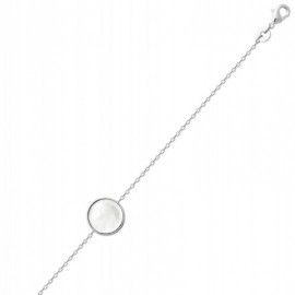 Bracelet pour femme en argent rhodié & médaillon en nacre - Neige