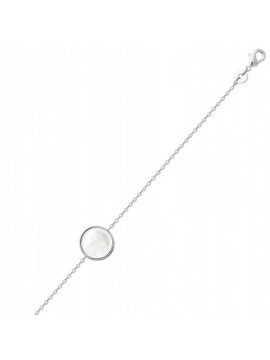 Bracelet pour femme en argent rhodié & médaillon en nacre - Neige