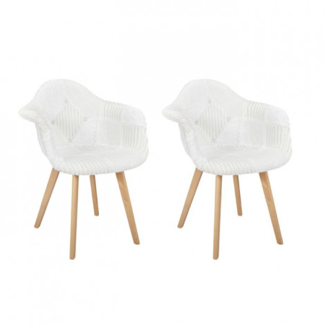Lot de 2 Chaises Scandinaves Design "Patchwork" 85cm Blanc|Chaise|Paris Prix