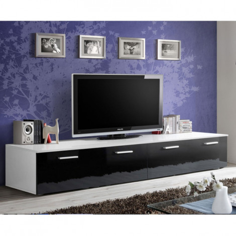 Meuble TV Design "Duo" 200cm Noir & Blanc|Meuble TV|Paris Prix