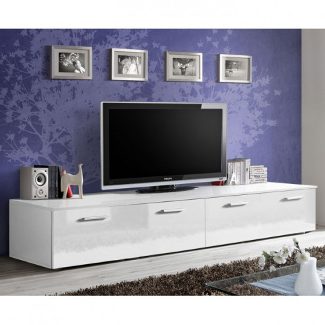 Meuble TV Design "Duo" 200cm Blanc|Meuble TV|Paris Prix