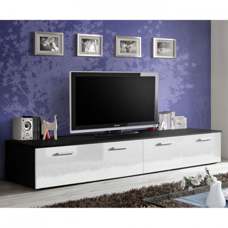 Meuble TV Design "Duo" 200cm Blanc & Noir|Meuble TV|Paris Prix