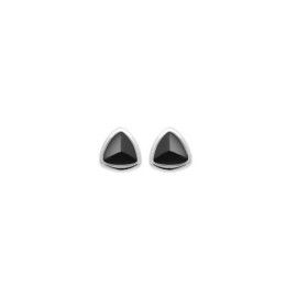 Boucles d'oreilles triangle, argent rhodié & Agate noire, femme - Xellina