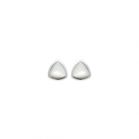 Boucles d'oreilles triangle, argent rhodié & Nacre, femme - Xyla