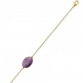 Bracelet pour femme en plaqué or & grande Améthyste violette - Silla