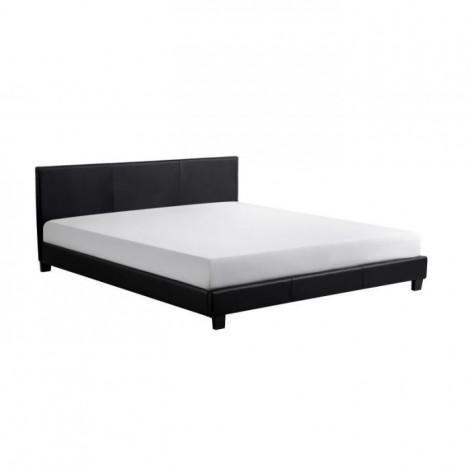 Lit Adulte en Tissu "Mera" 140x190cm Noir|Lit Adulte|Paris Prix