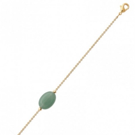 Bracelet pour femme en plaqué or & grande Aventurine verte - Silla