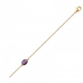 Bracelet pour femme en plaqué or & Améthyste violette ovale - Damas