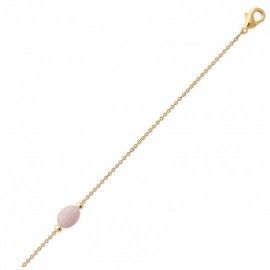 Bracelet pour femme en plaqué or & Quartz Rose ovale - Damas