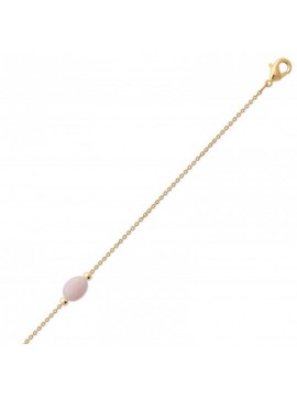 Bracelet pour femme en plaqué or & Quartz Rose ovale - Damas
