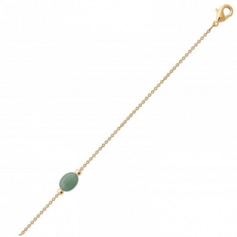 Bracelet pour femme en plaqué or & Aventurine verte ovale - Damas