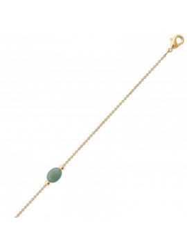 Bracelet pour femme en plaqué or & Aventurine verte ovale - Damas