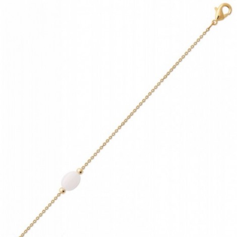 Bracelet pour femme en plaqué or & Pierre de Lune ovale - Damas