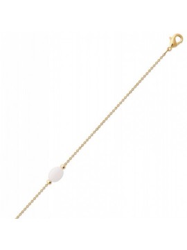 Bracelet pour femme en plaqué or & Pierre de Lune ovale - Damas