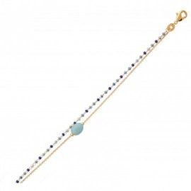 Bracelet femme, plaqué or, perles de Miyuki & Amazonite bleue - Luny