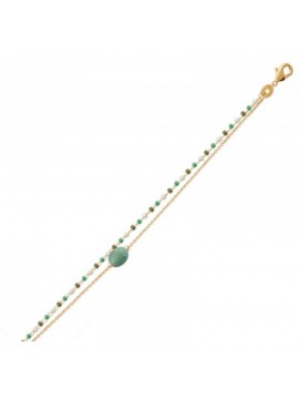 Bracelet femme, plaqué or, perles de Miyuki & Aventurine verte - Luny