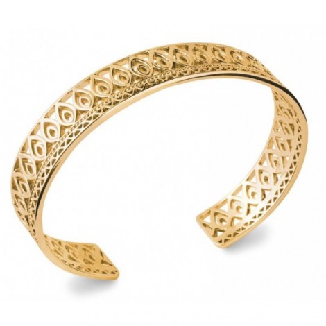 Bracelet jonc rigide, motif oriental en plaqué or pour femme - Emy